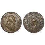 Charles I, Memorial, 1649, a cast bronze medal, unsigned, similar to last but obv. with two...