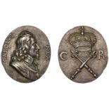 Charles I, Memorial, 1649, an oval cast silver medal, possibly of Dutch origin, bust right w...