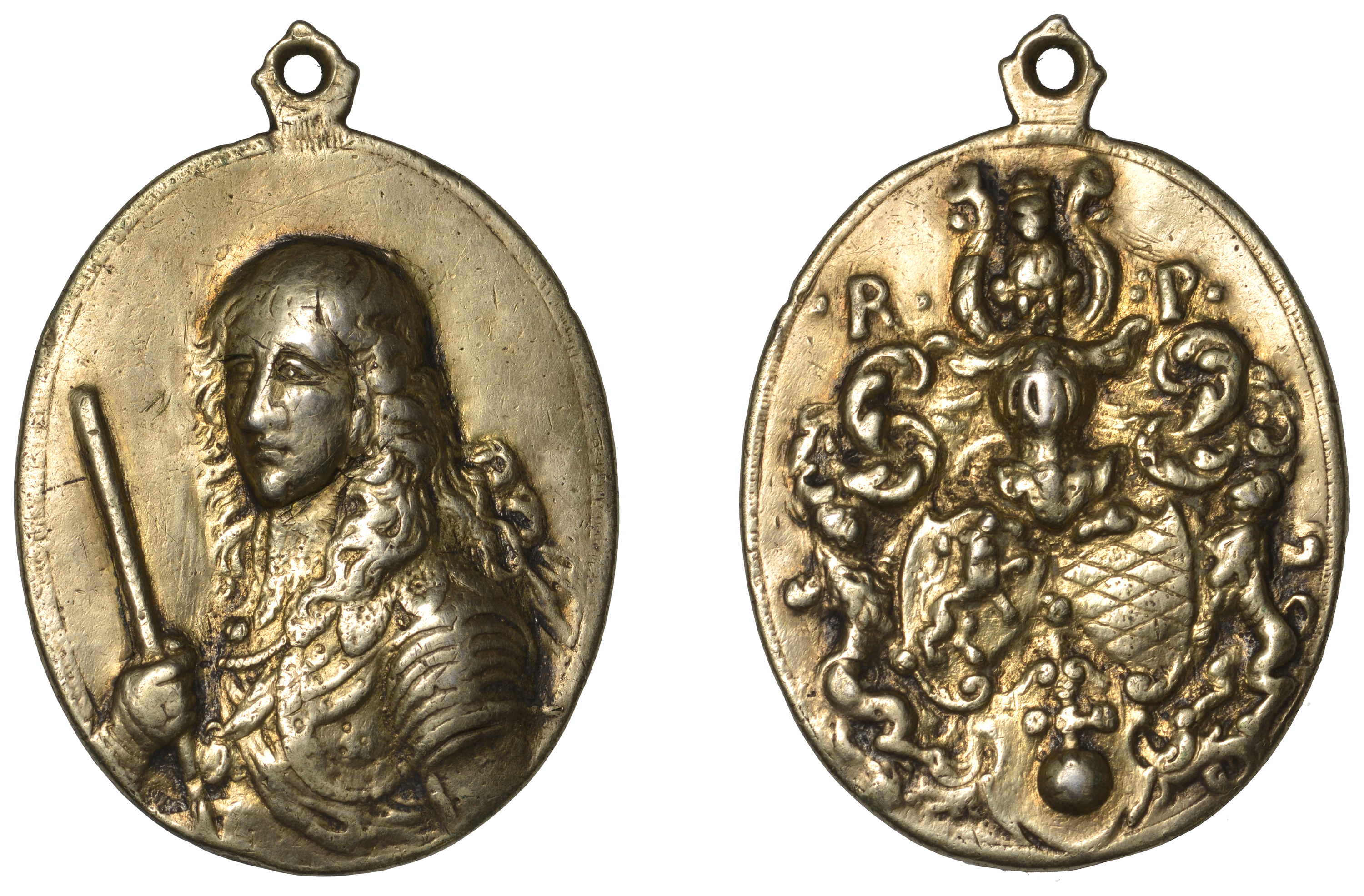 Prince Rupert, 1645, a silver-gilt medal or military reward, unsigned [by T. Rawlins (?)], h...