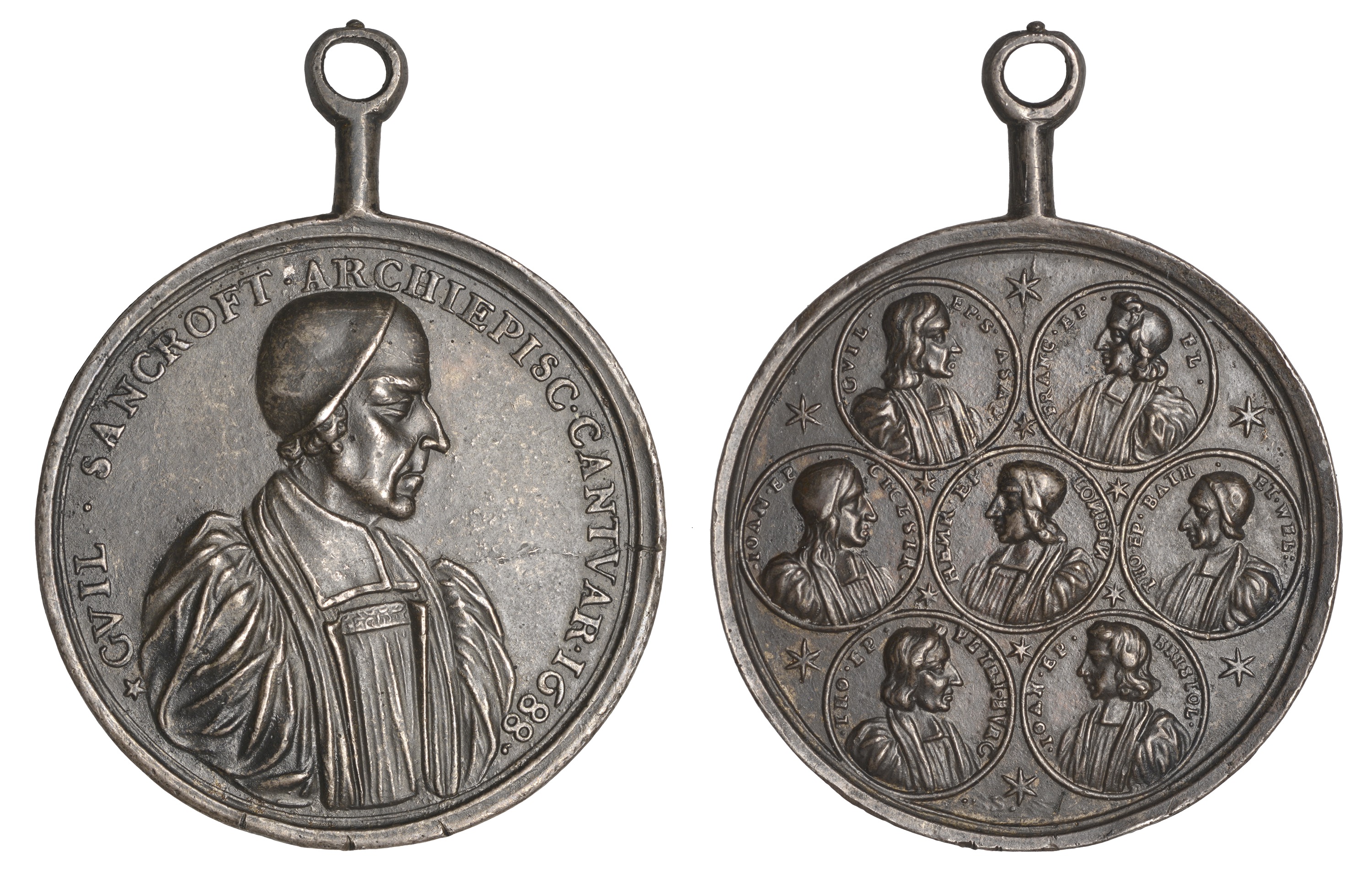 Archbishop Sancroft and the Seven Bishops, 1688, a struck silver medal, similar to last, 43....