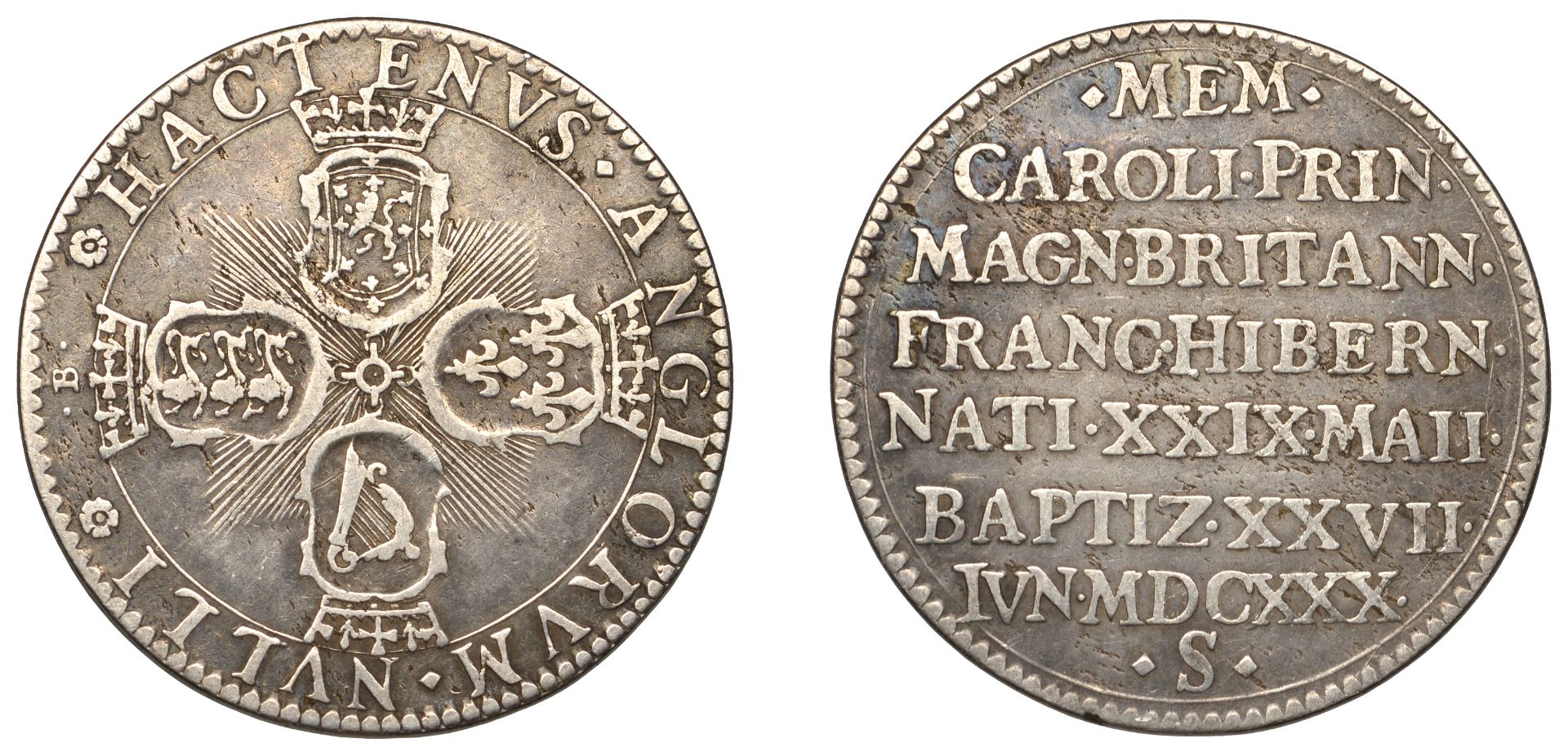 Baptism of Prince Charles, 1630, a silver medal by N. Briot, similar to last, 29mm, 6.79g (P...