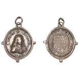 Charles II, 1649, a small oval silver badge issued in exile, bust three-quarters right, date...