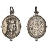 Charles II, a silver Royalist badge, unsigned, as last, 23 x 19mm, 3.05g (MI I, 440/9). Near...