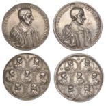 Archbishop Sancroft and the Seven Bishops, 1688, cast silver medals (2), by G. Bower, bust r...
