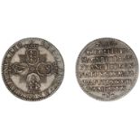 Baptism of Prince Charles, 1630, a silver medal by N. Briot, crowned cruciform shields, rays...