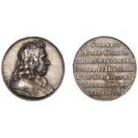 General George Monck, 1660, a cast silver medal, unsigned [by A. and T. Simon], armoured bus...