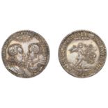 Marriage of Charles I and Henrietta Maria, 1625, a silver medal, unsigned [by P. Regnier], a...