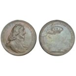 Charles I, Memorial, 1649, a copper medal by J. Roettiers, armoured and draped bust right, j...