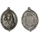 Sir Thomas Fairfax, 1645, a cast silver badge, unsigned, armoured bust almost facing with pl...