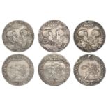 Marriage of Charles I and Henrietta Maria, 1625, silver medals (3), all unsigned [by P. Regn...