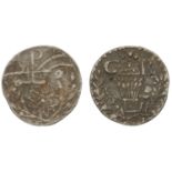 Charles I and Prince Charles, early 1630s (?), a lead medallion, unsigned, infant standing b...