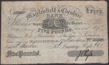 Macclesfield & Cheshire Bank, for Daintry, Ryle & Co., Â£5, 17 March 1841, serial number 1890...