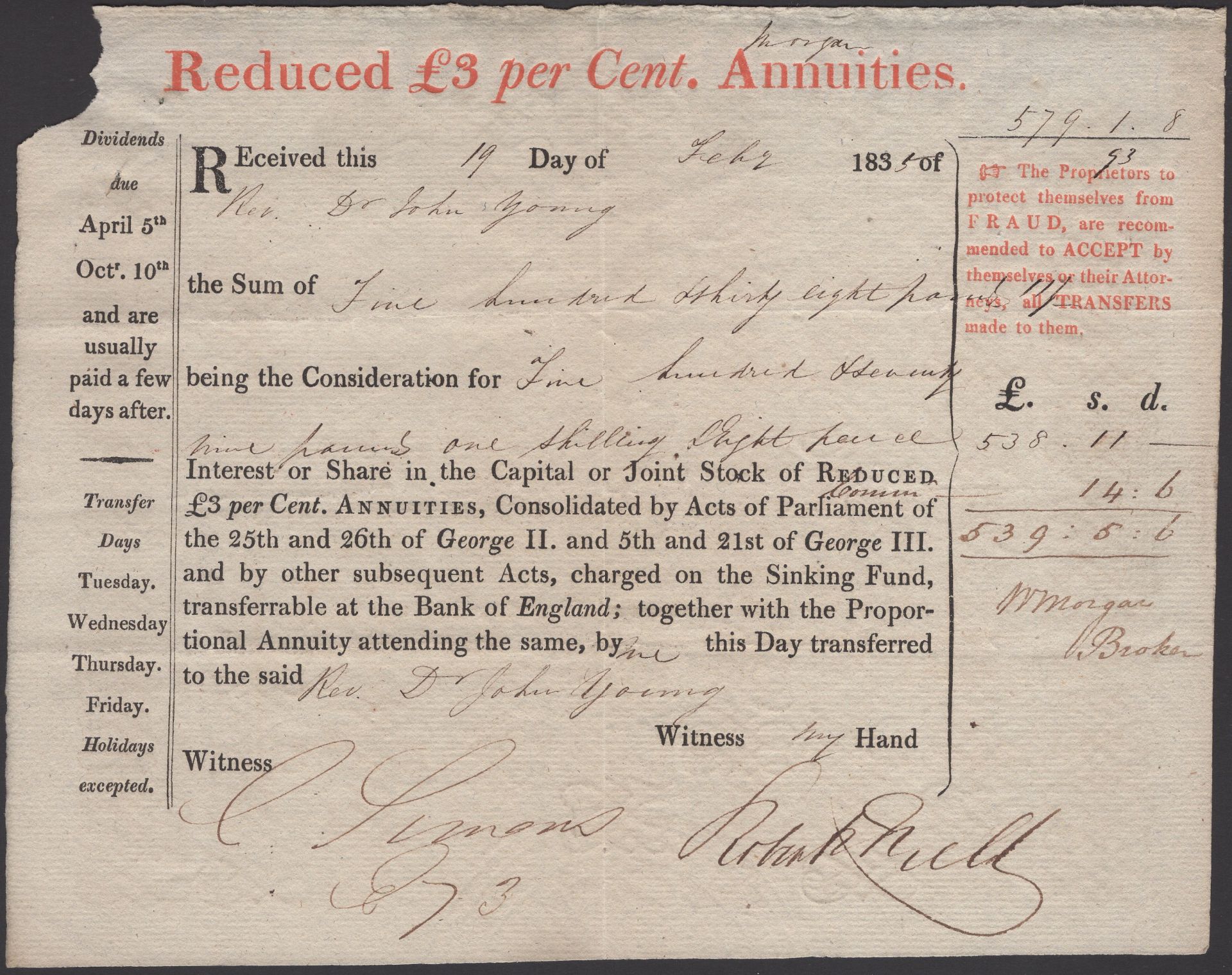 A Miscellaneous Lot comprising Bank of England annuities (2), 1834, 1835, a group of London... - Image 2 of 4