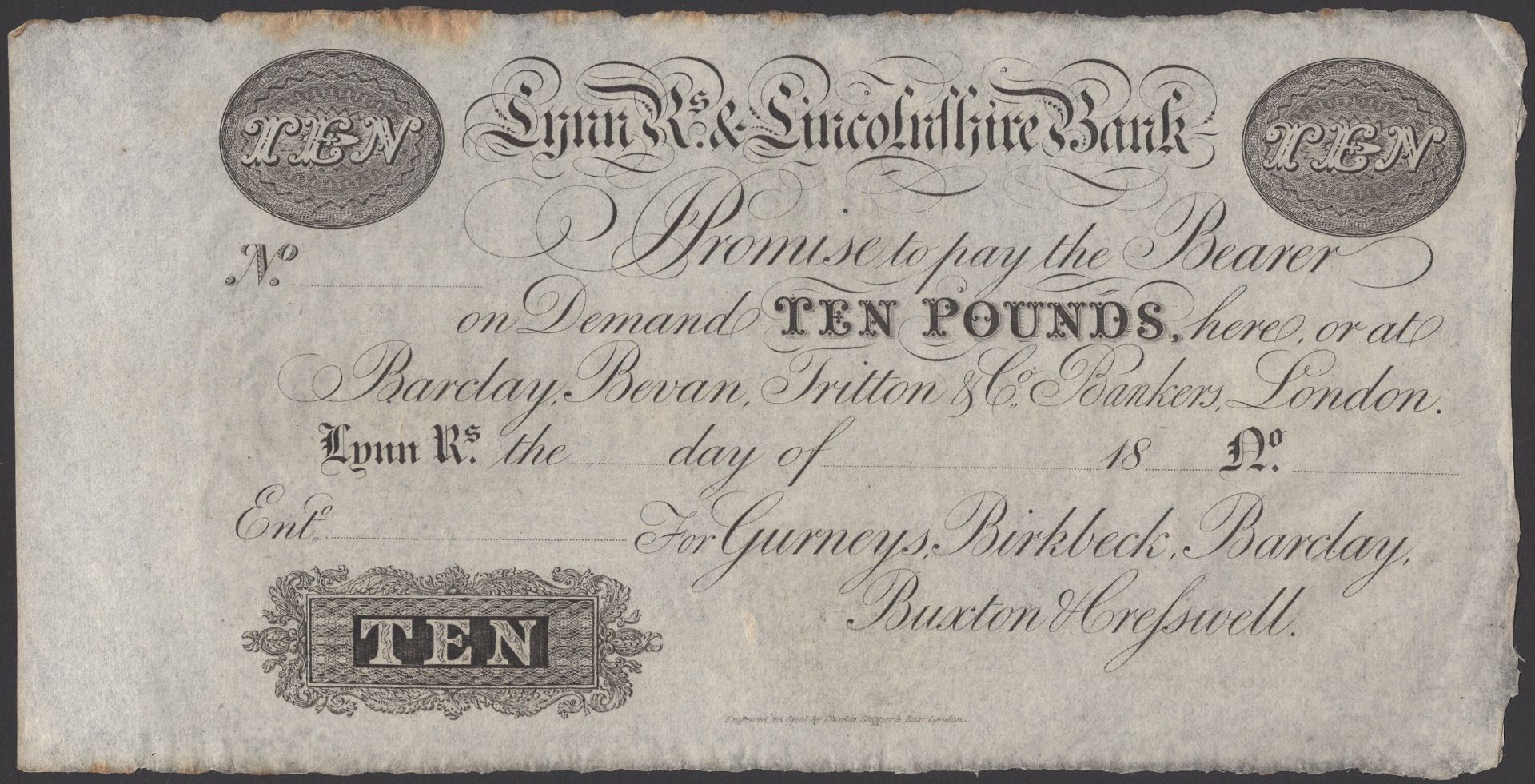 Lynn Regis & Lincolnshire Bank, for Gurneys, Birkbeck, Barclay, Buxton & Creswell, unissued...