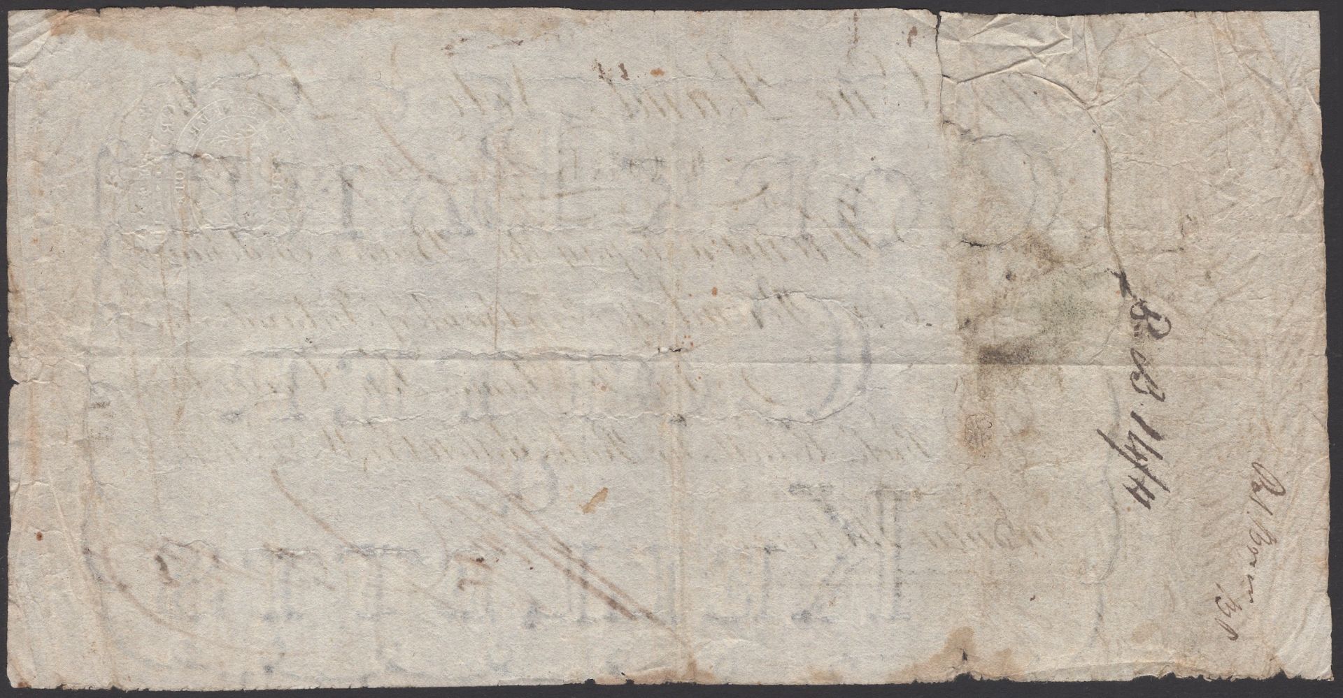 Cork Bank, for Cotter, Kelletts, Â£1 (20 shillings), 29 January 1808, serial number 802, fine... - Image 2 of 2