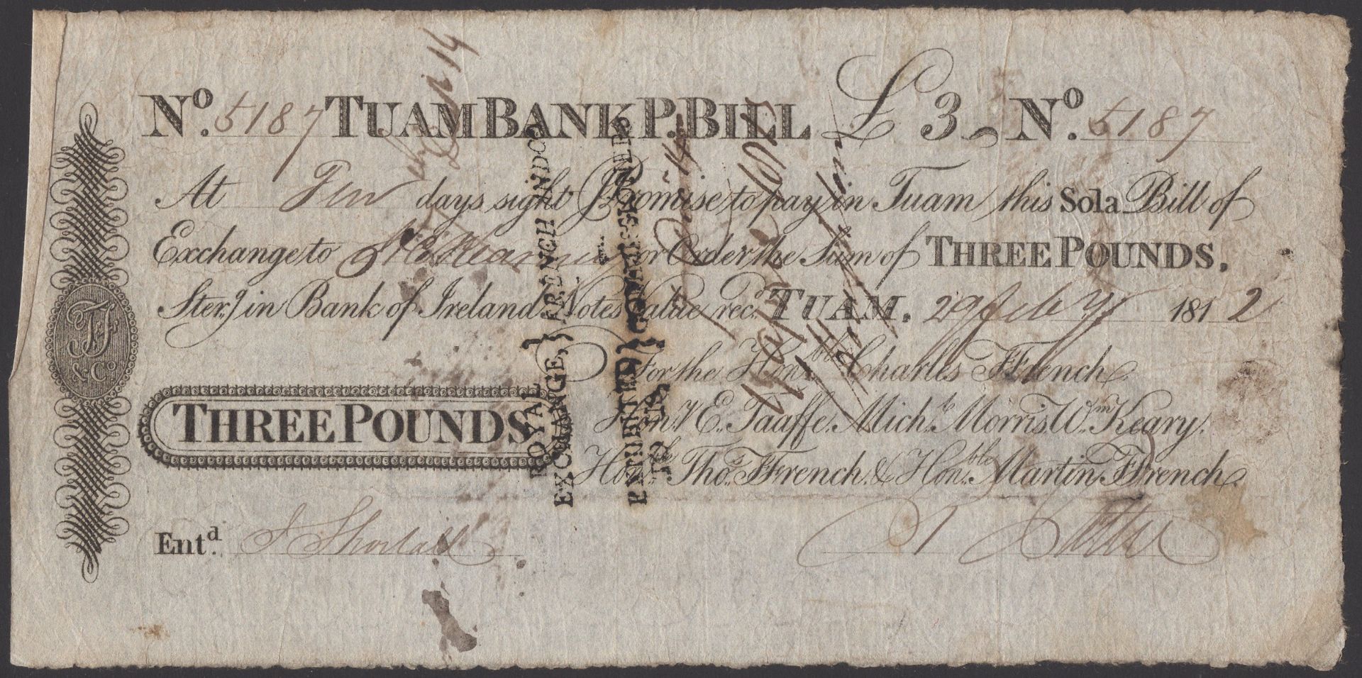 Tuam Bank, for Hon.Charles Ffrench, Henry Taaffe, Michael Morris, William Keary, Hon.Thomas...