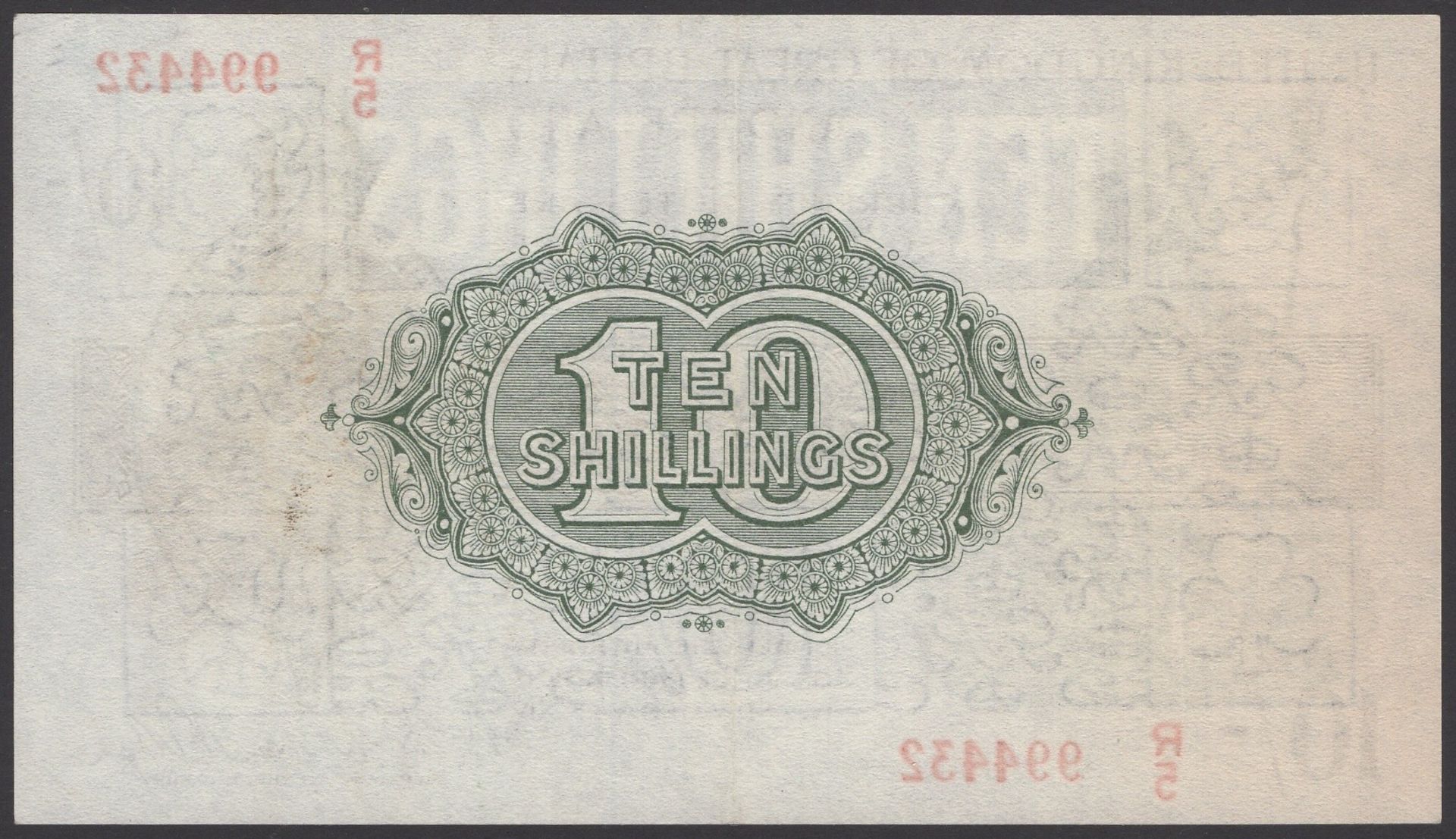 Treasury Series, Warren Fisher, 10 Shillings, 6 November 1922, serial number R/5 994432, ton... - Image 2 of 2