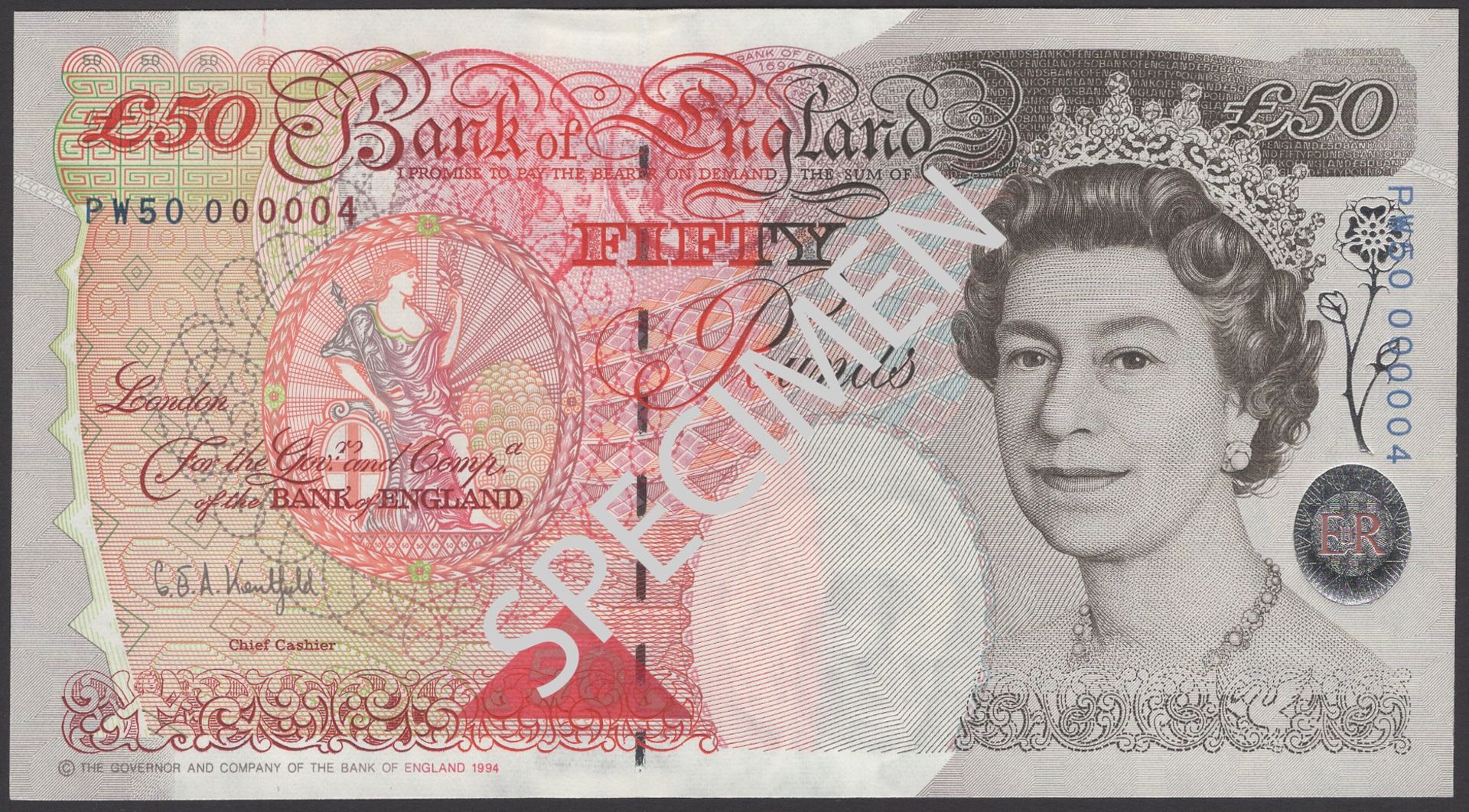 Bank of England, Graham E. A. Kentfield, Prince of Wales 50th birthday commemorative Â£50, 19...