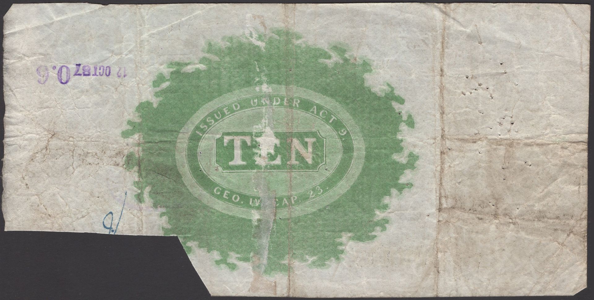 Faversham Bank, for Hilton & Rigden, cancelled Â£10, 13 February 1886, serial number 8345, wi... - Image 2 of 2