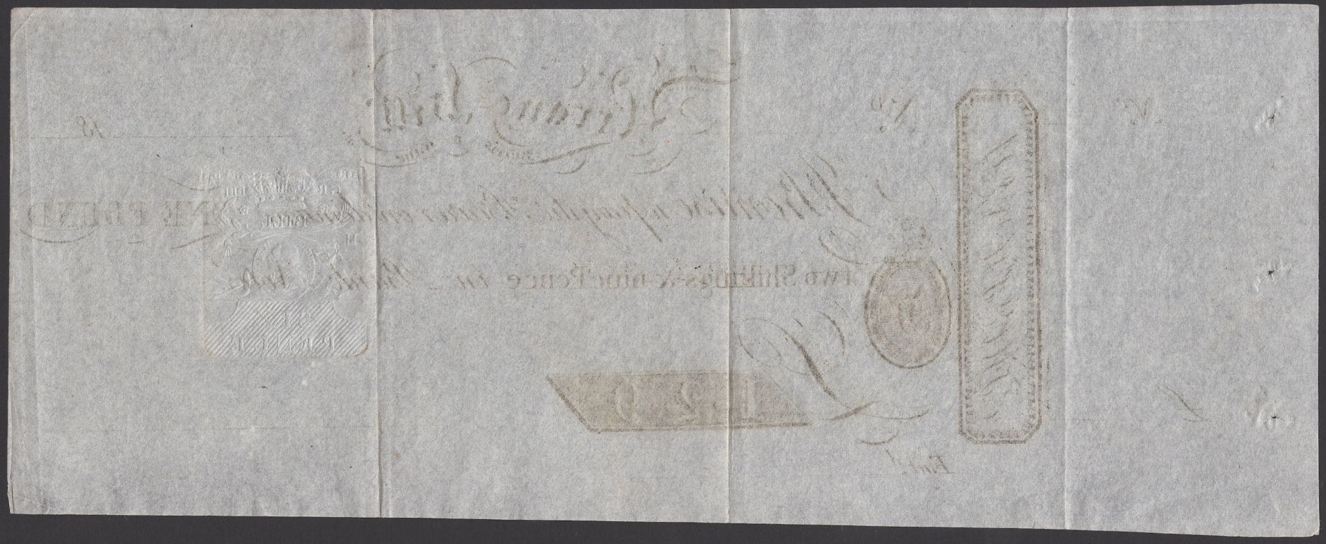 Arran Hill, unissued Â£1 and 2 Shillings and 9 Pence, 18- (ca 1804), without signature or ser... - Image 2 of 2