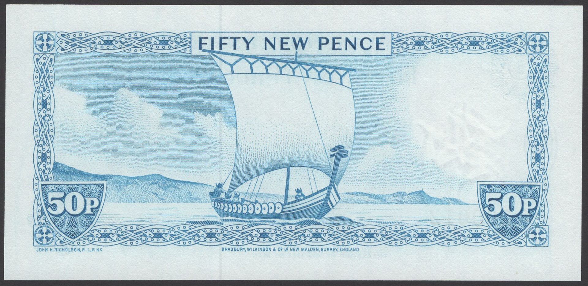 Isle of Man Government, W.Dawson, 50 New Pence, ND (1981), serial number C200012, uncirculat... - Image 2 of 2