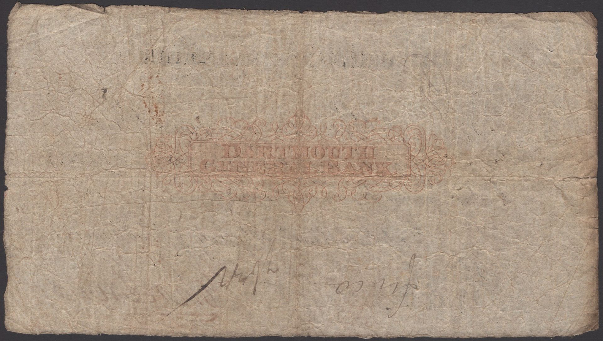 Dartmouth General Bank, for John Hine and Henry J. Holdsworth, Â£5, 26 January 1819, serial n... - Image 2 of 2