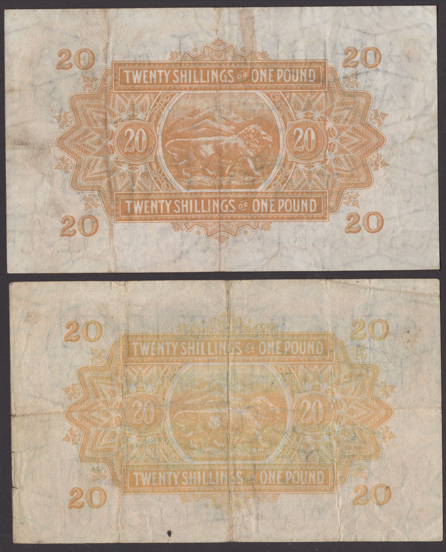 East African Currency Board, 20 Shillings (2), 1 April 1954, serial number E19 15878, 1 Febr... - Image 2 of 2