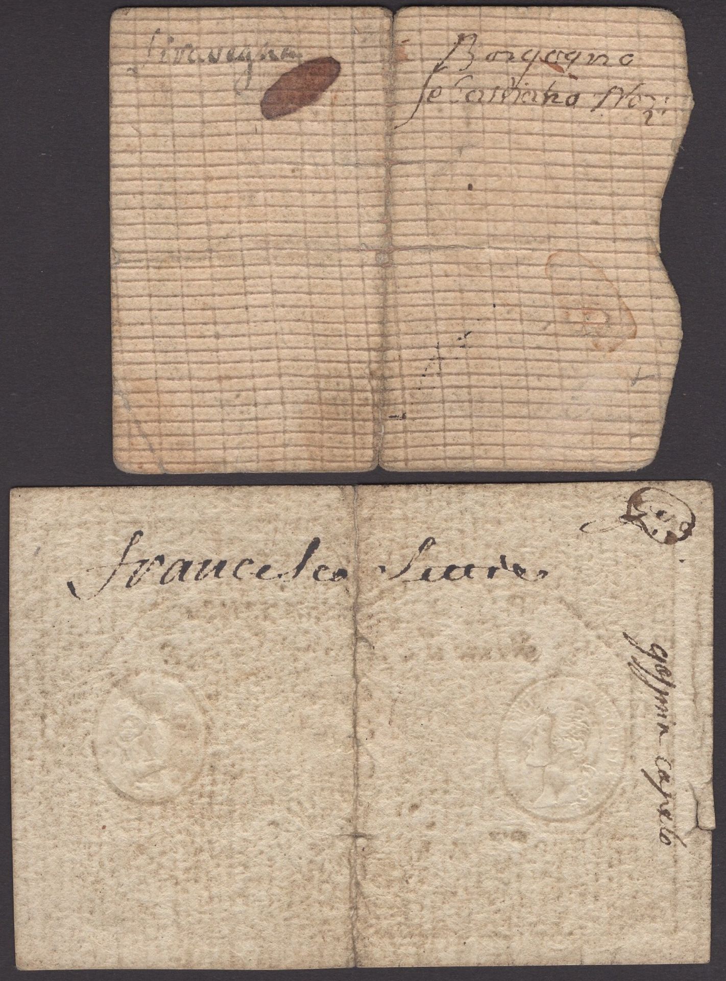 Regie Finanze Torino, Italy, 25 Lire (2), October 1794, serial number 93411, April 1796, ser... - Image 2 of 2