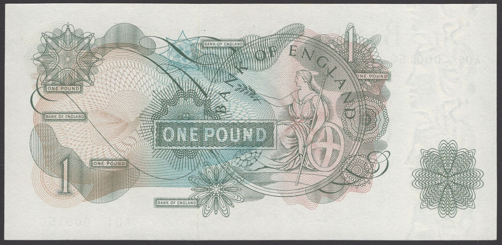 Bank of England, Leslie K. O'Brien, Â£1, 17 March 1960, serial number A01 000150, an original... - Image 2 of 2