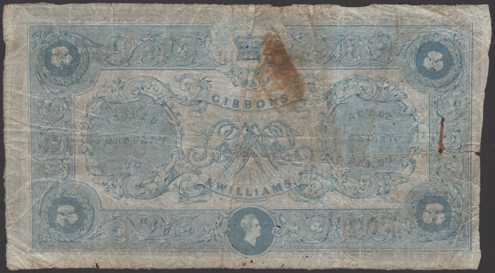 Gibbons & Williams, Dublin, Â£1, 4 December 1834, serial number 3533, original and clean, fin... - Image 2 of 2