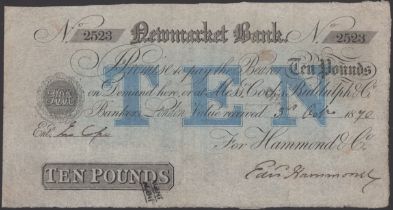 Newmarket Bank, for Hammond & Co., Â£10, 3 April 1870, serial number 2523, Hammond signature,...