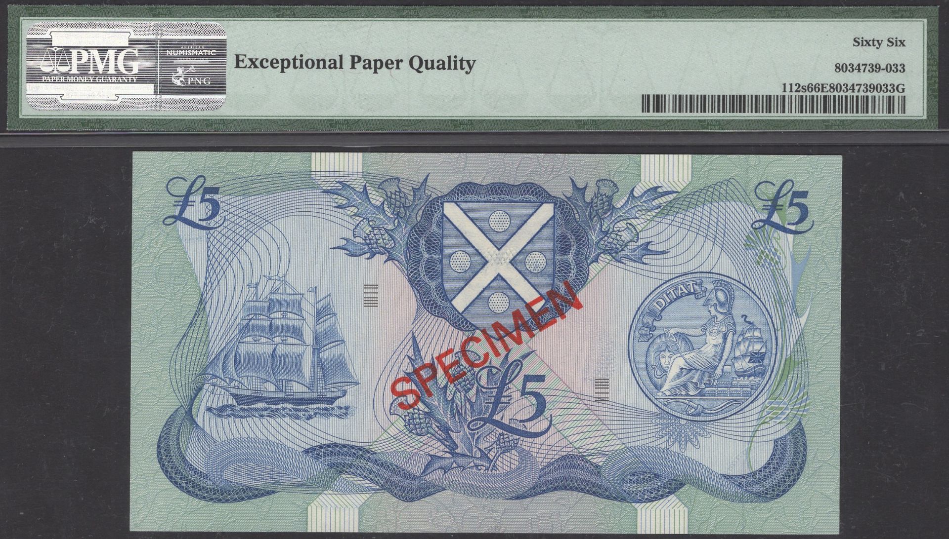 Bank of Scotland, specimen Â£5, 28 November 1980, serial number BK 000000, Lord Clydesmuir an... - Image 2 of 2