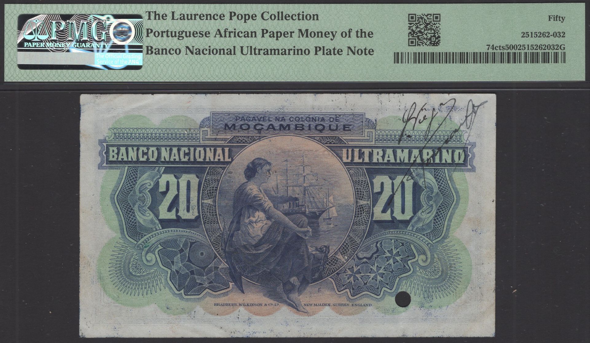 Banco Nacional Ultramarino, Mozambique, colour trial 20 Escudos, 6 April 1937, serial number... - Image 2 of 2