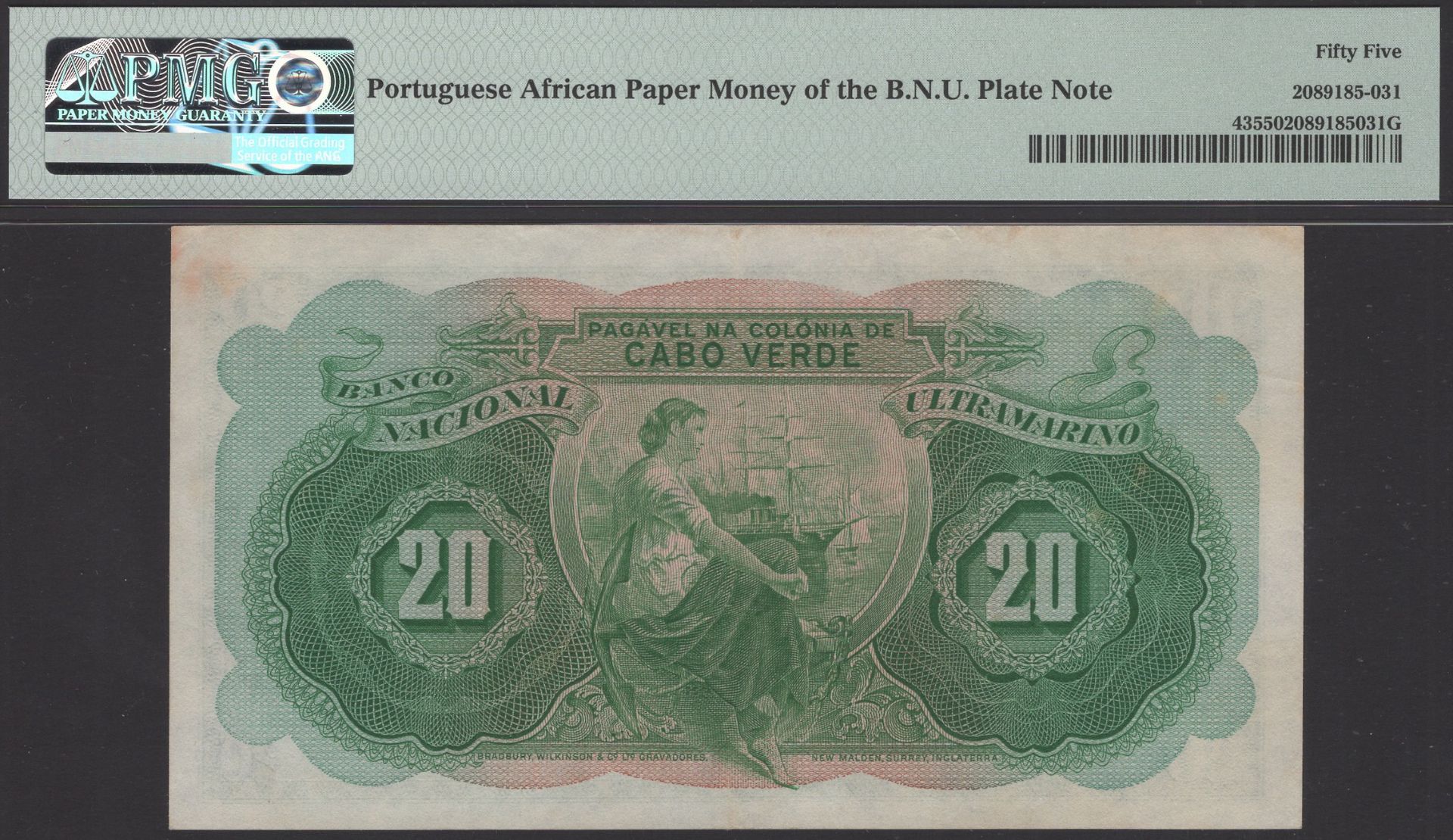 Banco Nacional Ultramarino, Cape Verde, 20 Escudos, 16 November 1945, serial number 312,976,... - Image 2 of 2