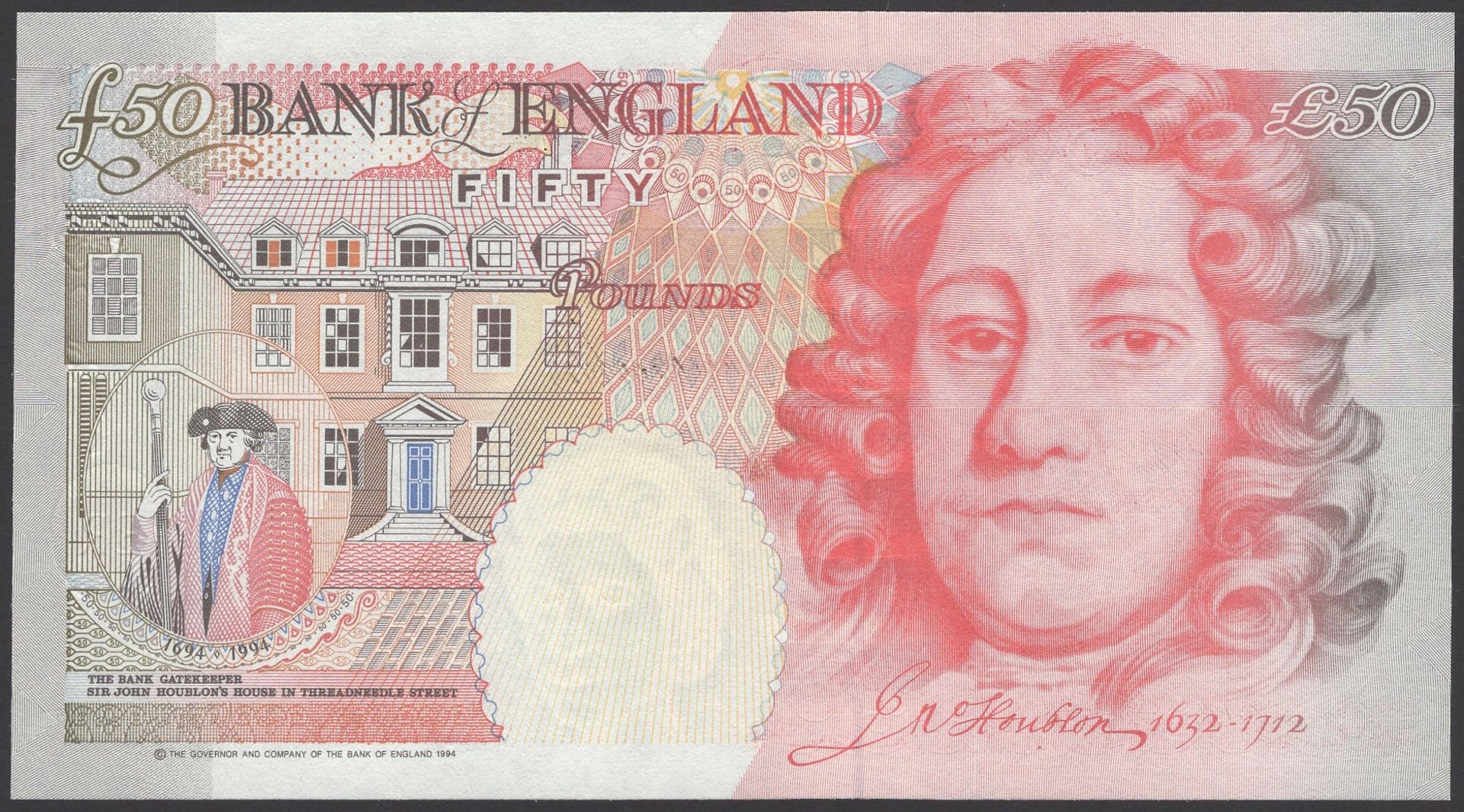 Bank of England, Graham E. A. Kentfield, Â£50, 20 April 1994, serial number A01 000068, origi... - Image 2 of 2