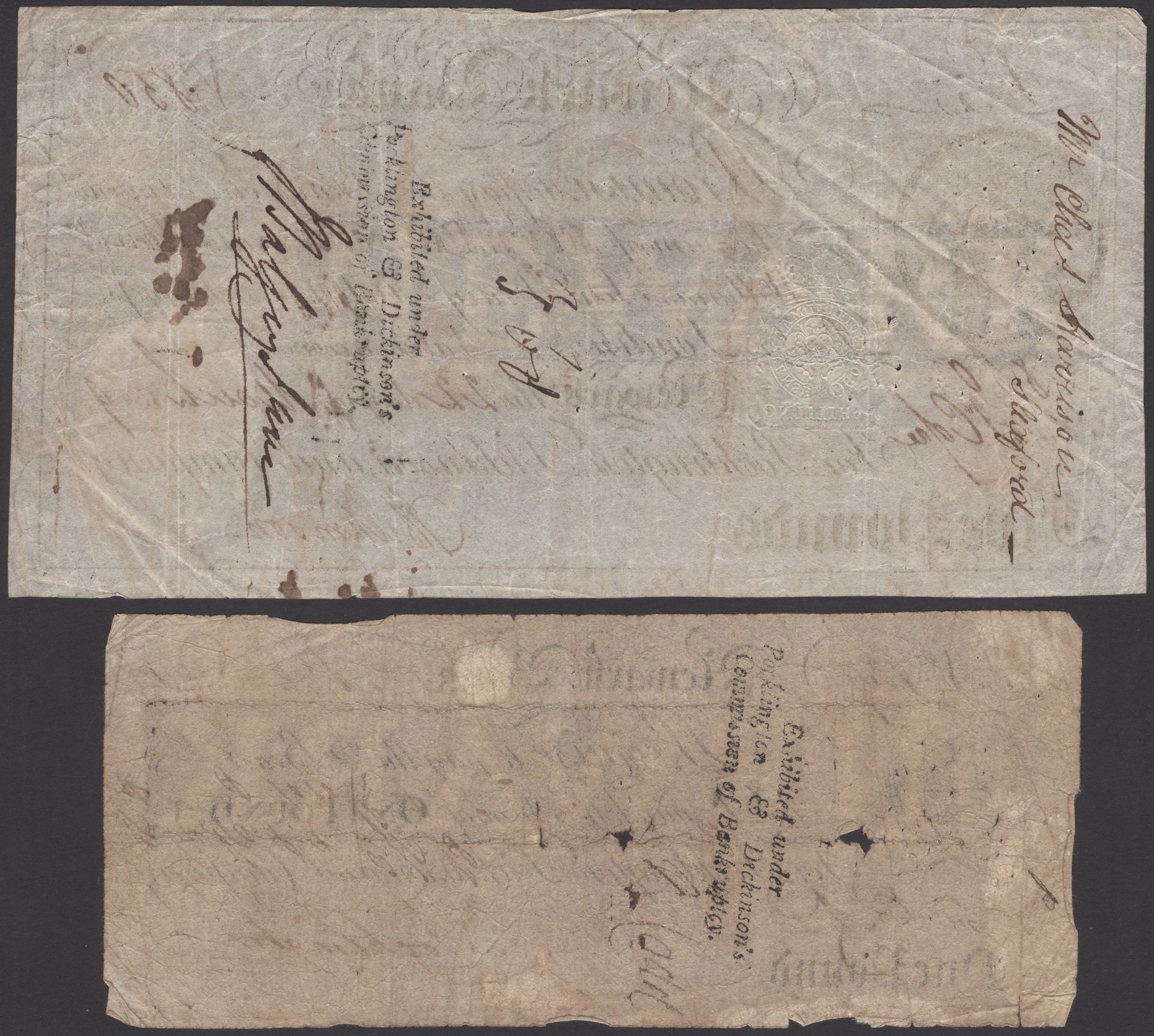 Newark Bank, for Pocklington, Dickinson and Company, Â£1 and Â£5, 1807 and 1809, serial number... - Bild 2 aus 2