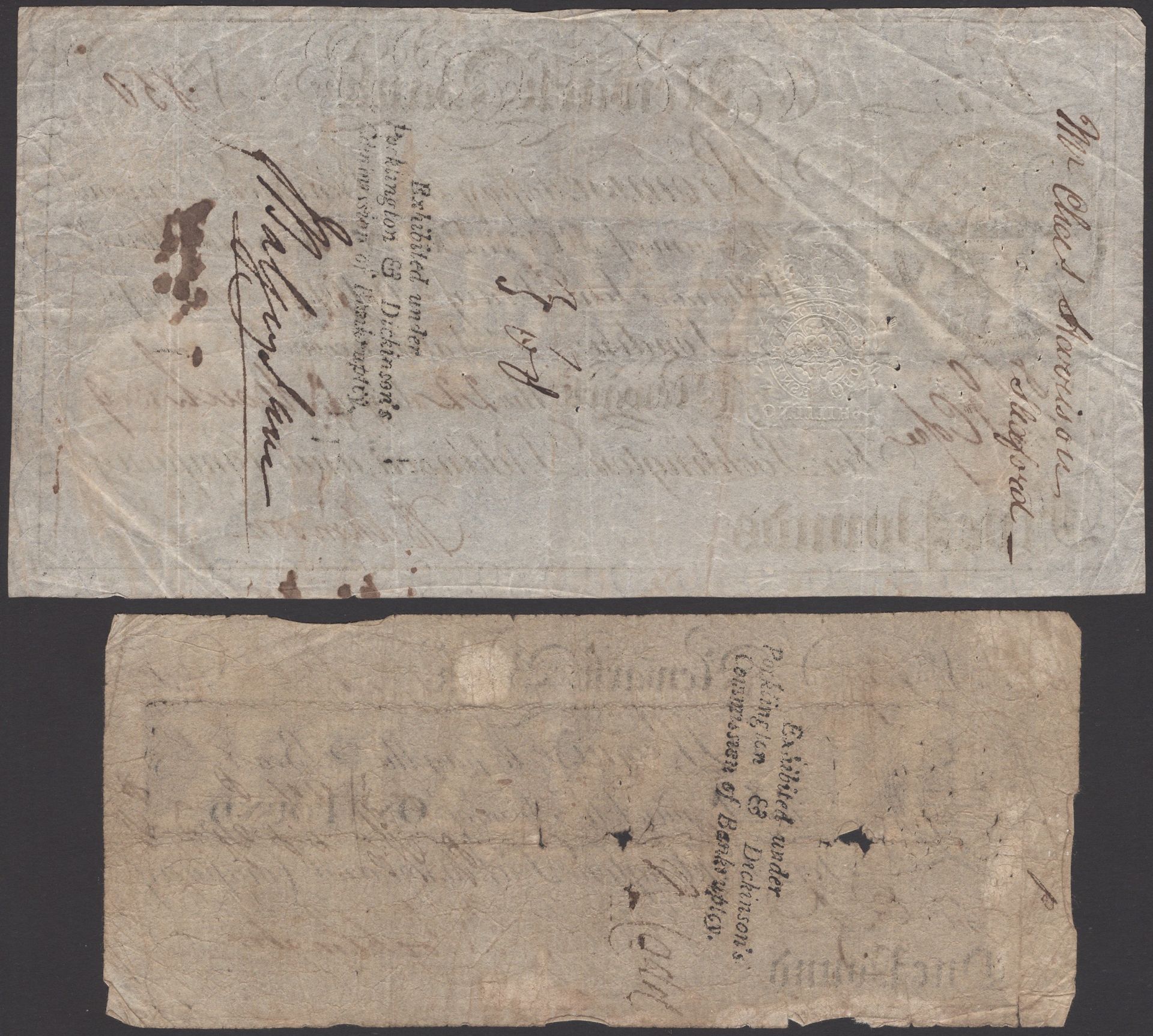 Newark Bank, for Pocklington, Dickinson and Company, Â£1 and Â£5, 1807 and 1809, serial number... - Image 2 of 2