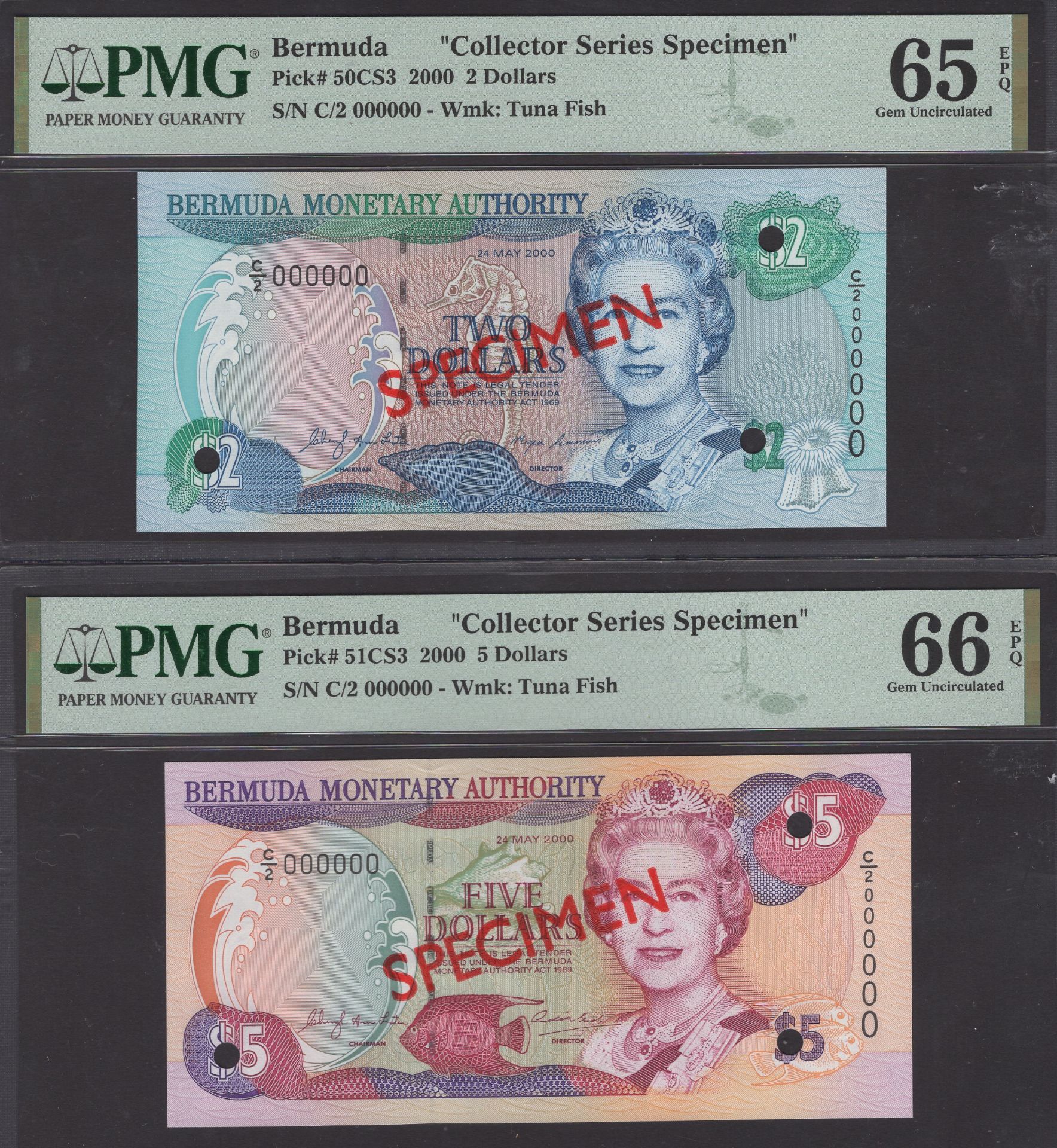 Bermuda Monetary Authority, collectors series specimen set $2, $5, $10, $20, $50, $100, 24 M... - Image 3 of 3