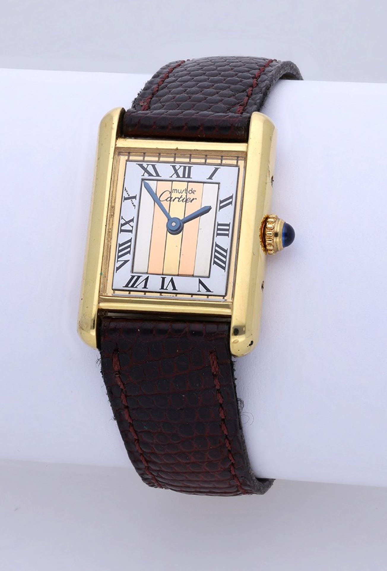 Must de Cartier. A lady's gold-plated rectangular wristwatch, ref. 5057001, Tank, 'Trinity',...