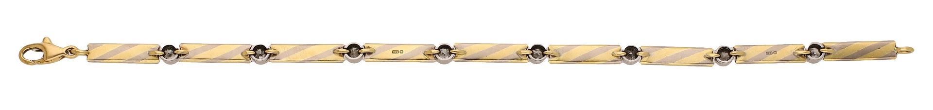 A diamond bracelet, circa 1987, the 18ct gold baton-shaped links with bicoloured diagonal st... - Image 2 of 3