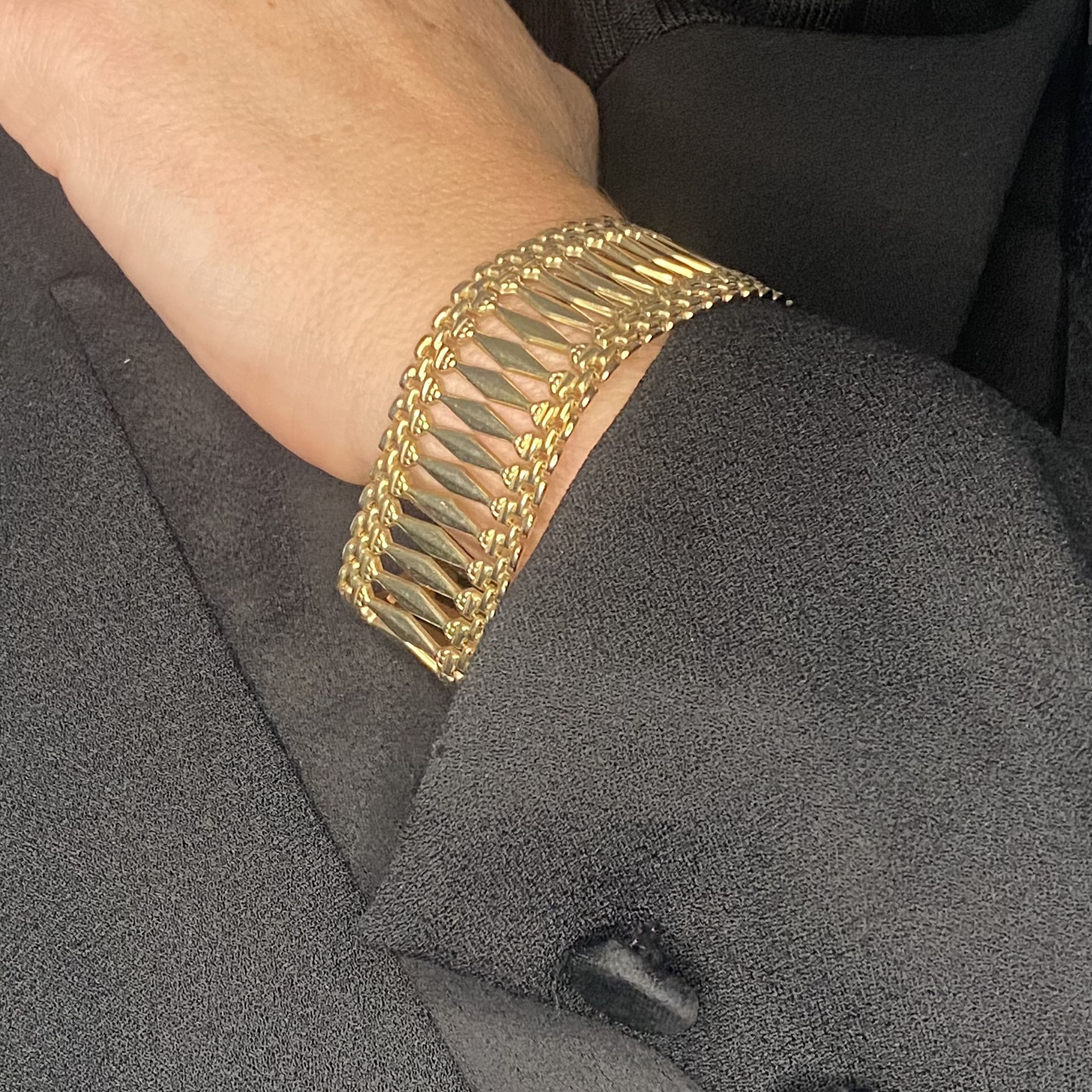 A 9ct gold bracelet, the fancy-link strap of openwork track design, Birmingham import mark,... - Image 3 of 3