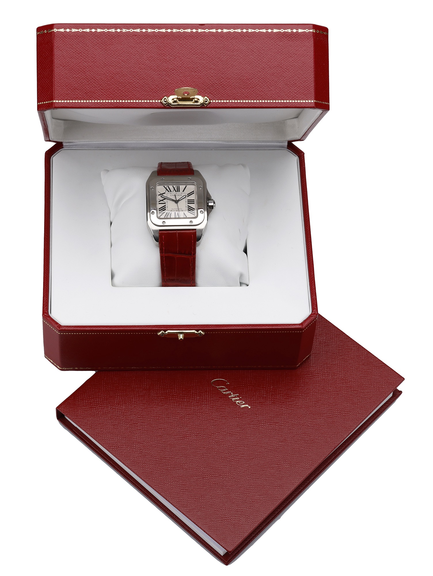 Cartier. A stainless steel automatic rectangular wristwatch, Ref. 2878, Santos 100, circa 20... - Image 3 of 4