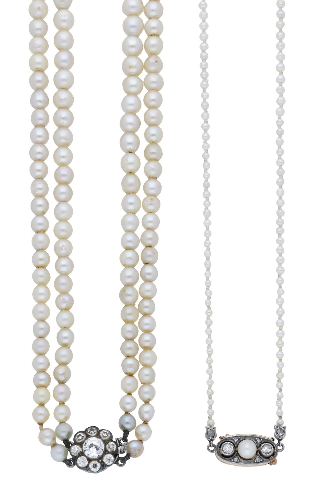 An early 20th century seed pearl necklace, the graduated seed pearls measuring 1.50 - 4.80mm...