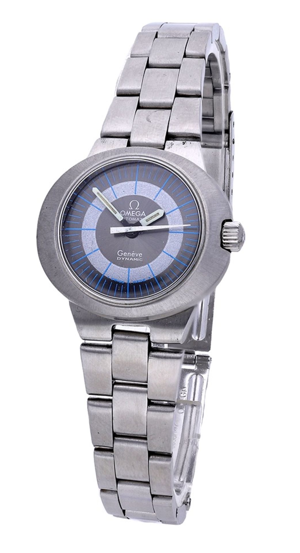 Omega. A lady's elliptical stainless steel automatic bracelet watch, Dynamic, circa 1970. M...