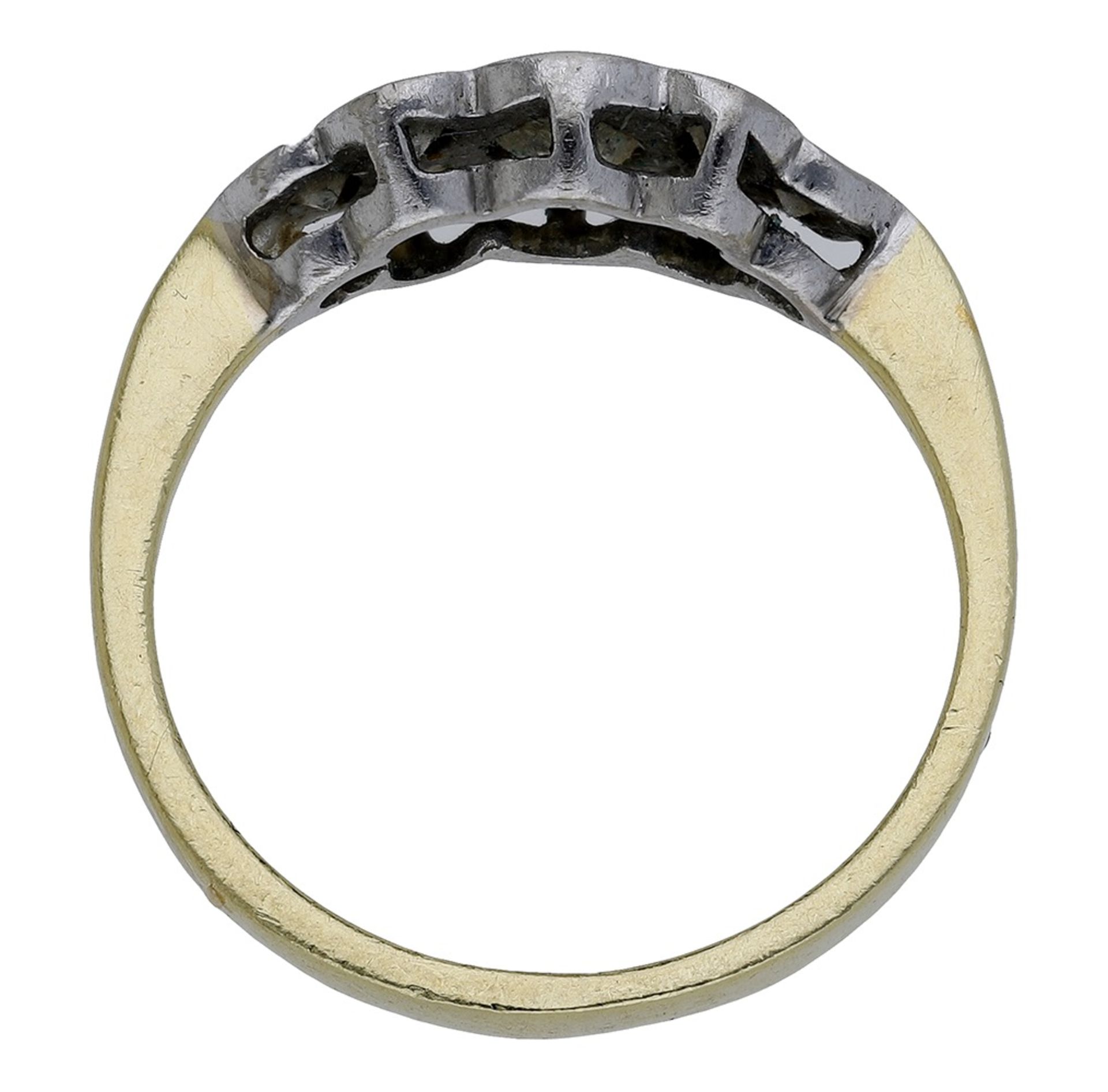 A bicolour diamond ring, bezel-set to the front with brilliant-cut diamonds, total diamond w... - Image 2 of 3