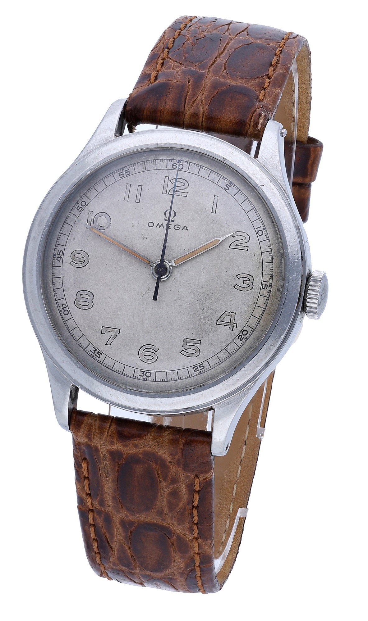 Omega. A stainless steel wristwatch, Ref. 2179/4, circa 1944. Movement: cal. 30T2SC, manual...