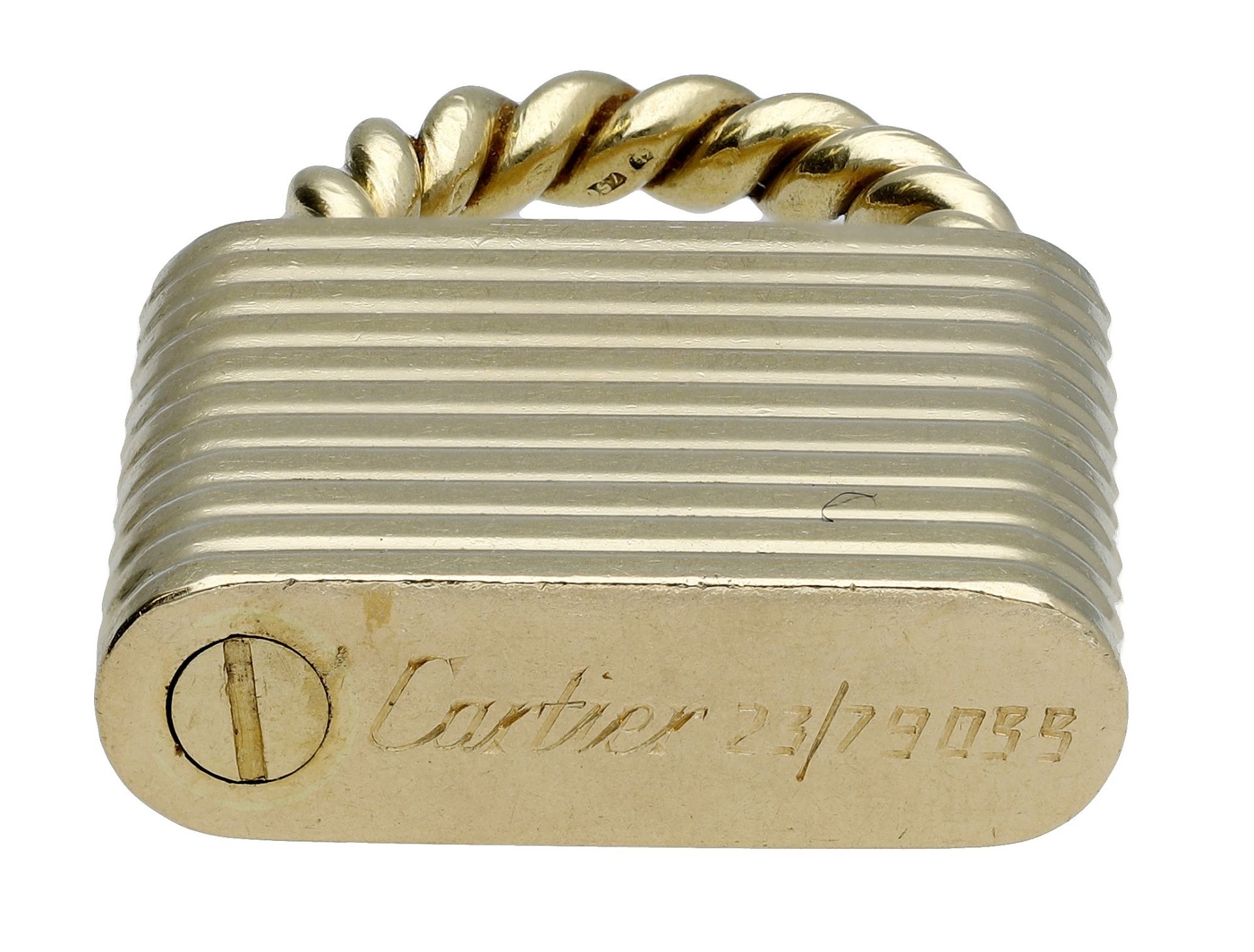 An 18ct gold padlock by Kurt Weiss for Cartier, 1979, with reeded body and ropetwist shackle... - Image 2 of 3