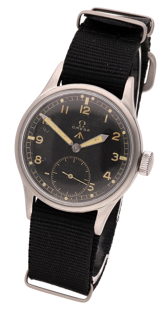 Omega. A stainless steel military issue wristwatch, circa 1950 Movement: cal. 265, manual w...