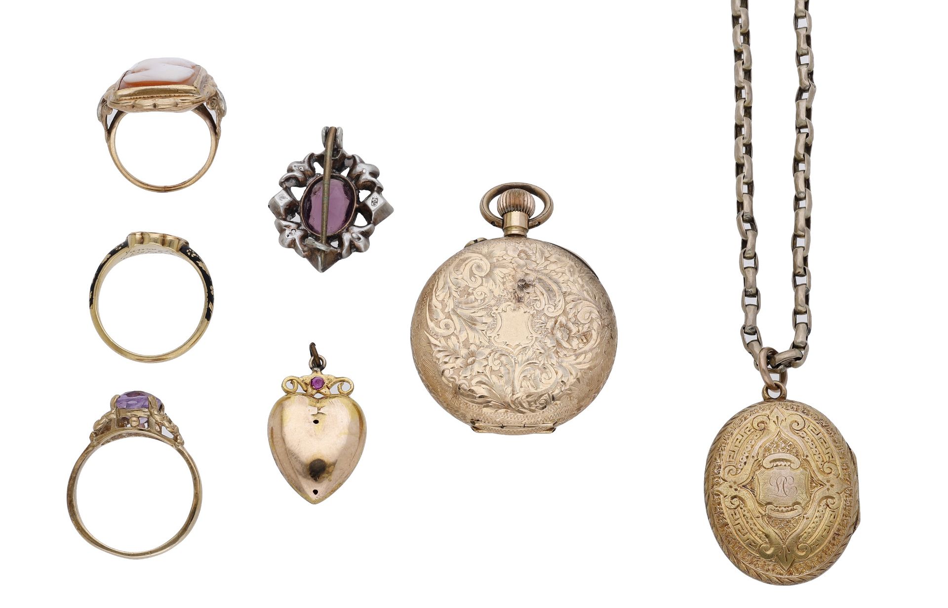 A small collection of antique jewellery, to include a late 19th century enamel memorial ring... - Image 2 of 2