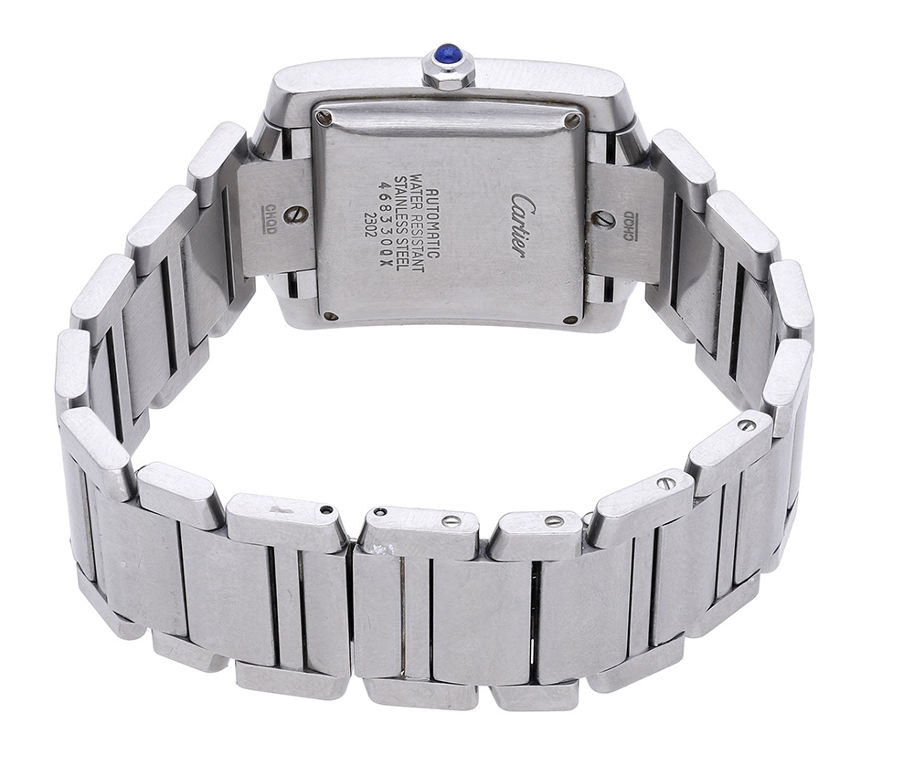 Cartier. A stainless steel rectangular automatic wristwatch with date and bracelet, Ref. 230... - Image 3 of 4